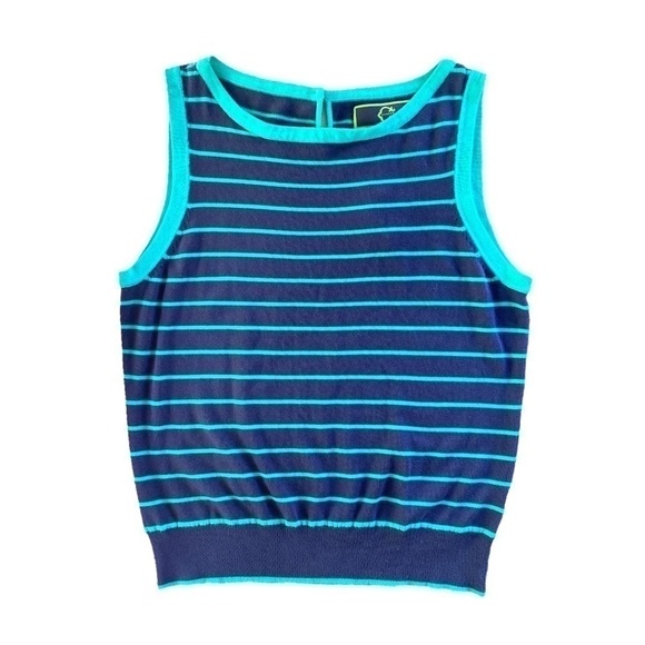 NWT C WONDER Aqua and blue crew neck sleeveless knit top. Size L - Picture 1 of 8
